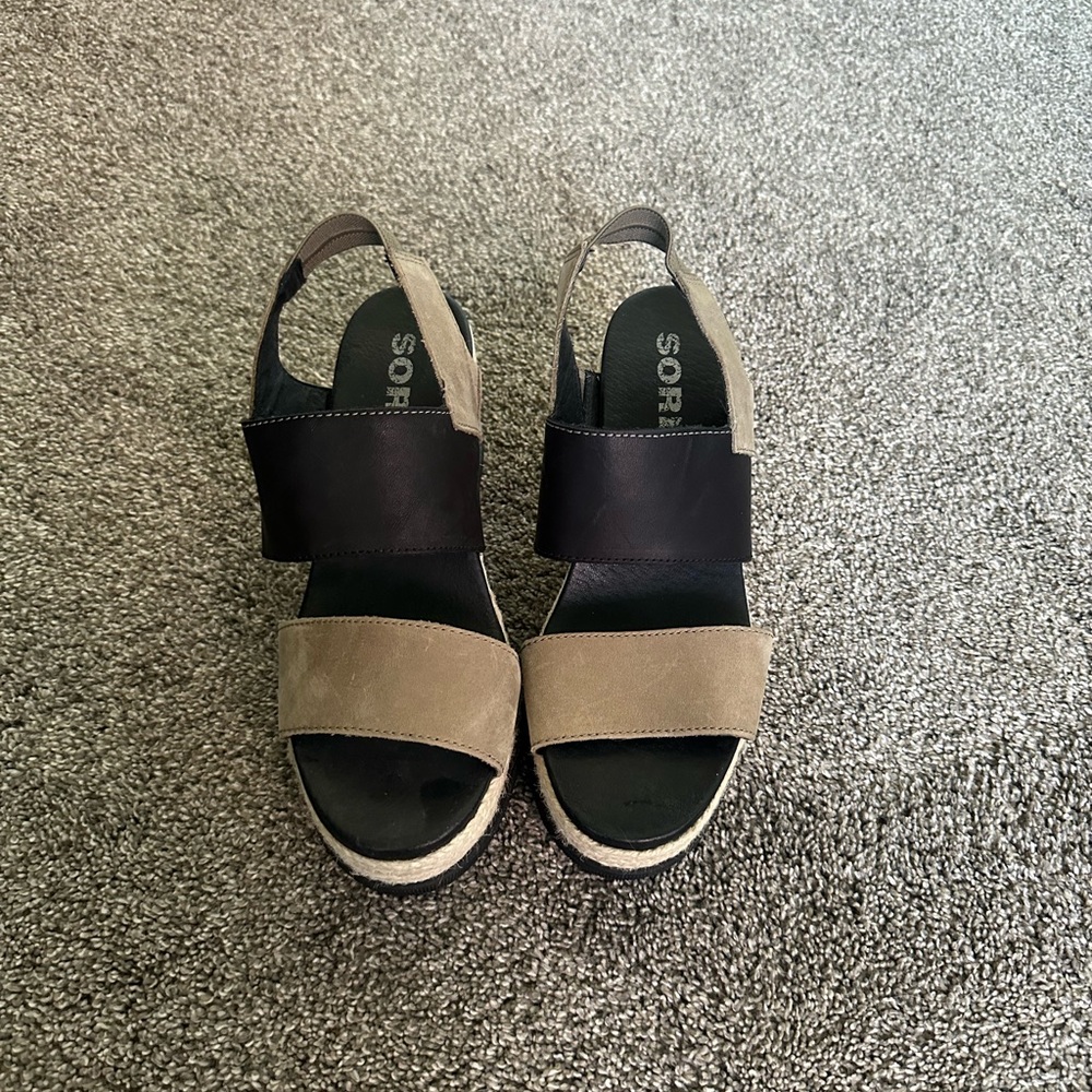 Sorel Black and Tan Women's Sandals